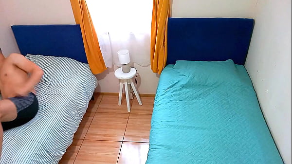 Stepmother shares hotel room with her stepson but he switches beds to fuck